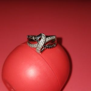 10k white gold black and white diamond ring